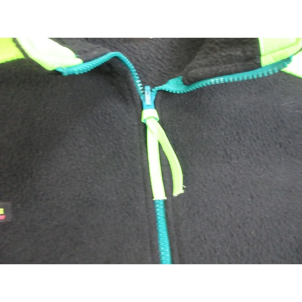 Vintage Columbia Fleece Jacket Mens XL‎ Black Bomber Neon Zip USA Made 90s